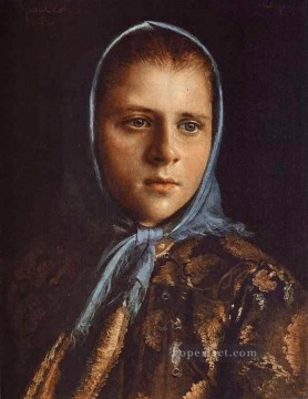Ivan Kramskoi Painting - Chica rusa con un chal azul El demócrata Ivan Kramskoi